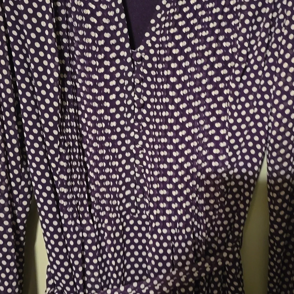 LIVERPOOL Polka‎ Dot Dress Purple and White Boho Women's 10